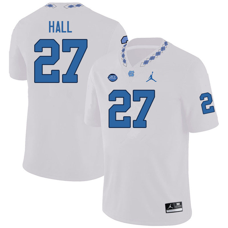 Men #27 Michael Hall North Carolina Tar Heels College Football Jerseys Sale-White